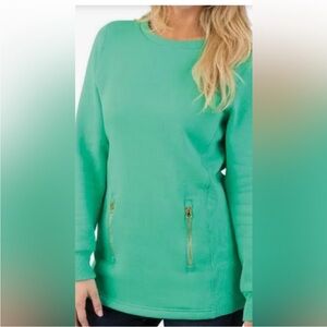 Charles River Green Long Sleeve Tunic Sweatshirt with Zipper Pockets ~ XL
